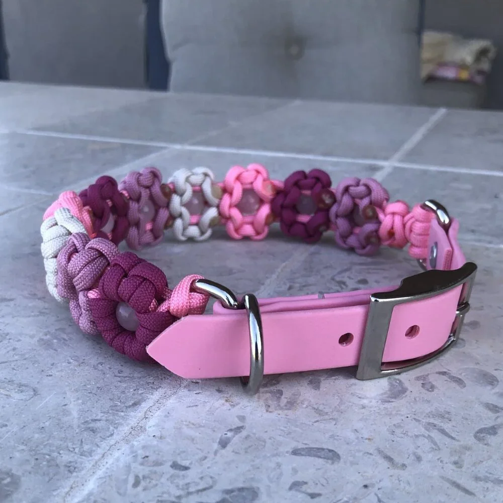 Pink Flower Dog Collar ~ Adjustable 15